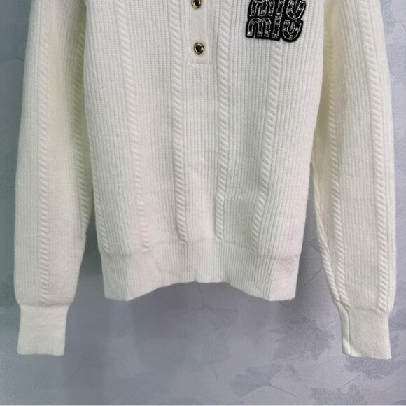 Miu Miu Ivory Cable Knit Sweater - Picture 6 of 8